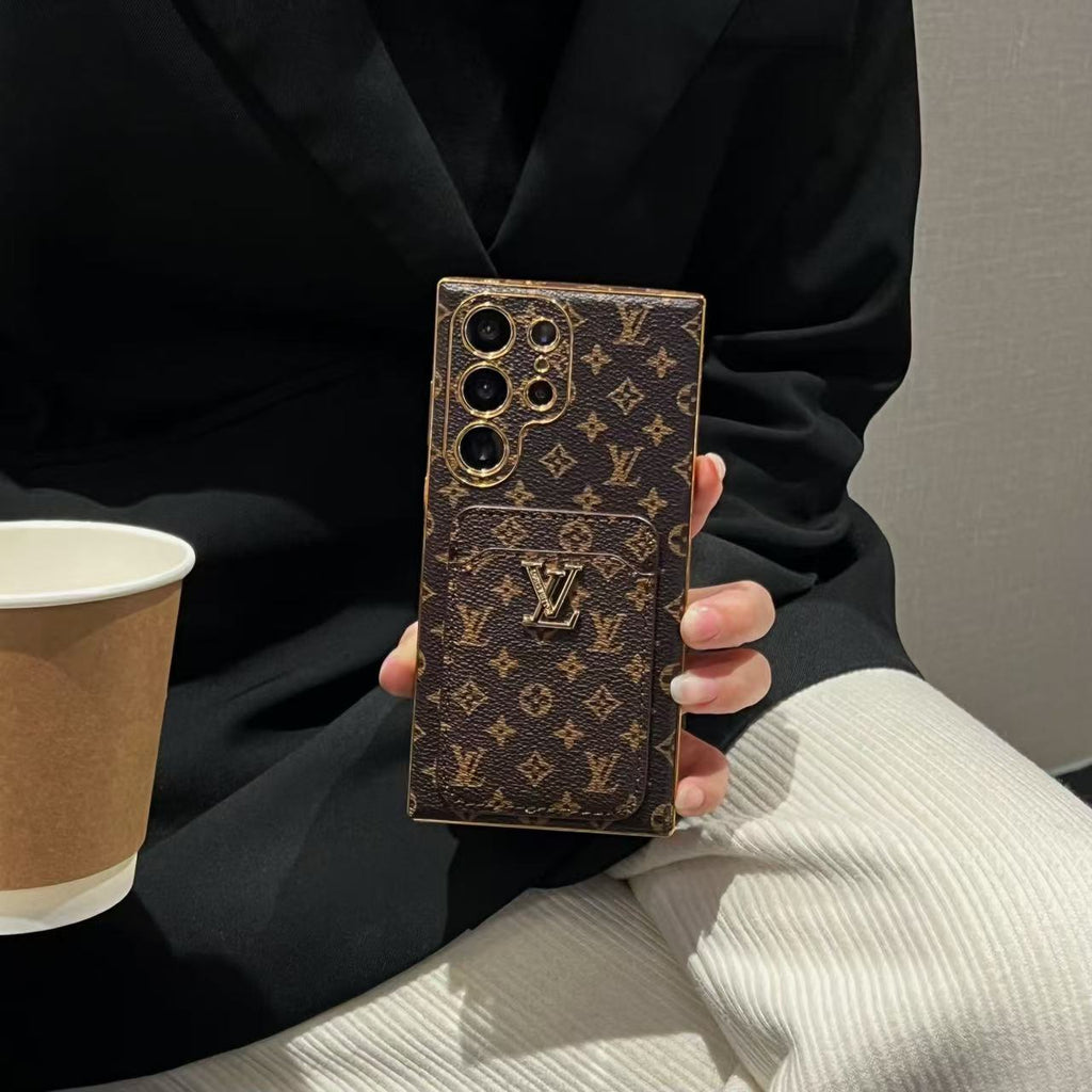 Braune Galaxy-Hülle mit Kartenhalter für Samsung