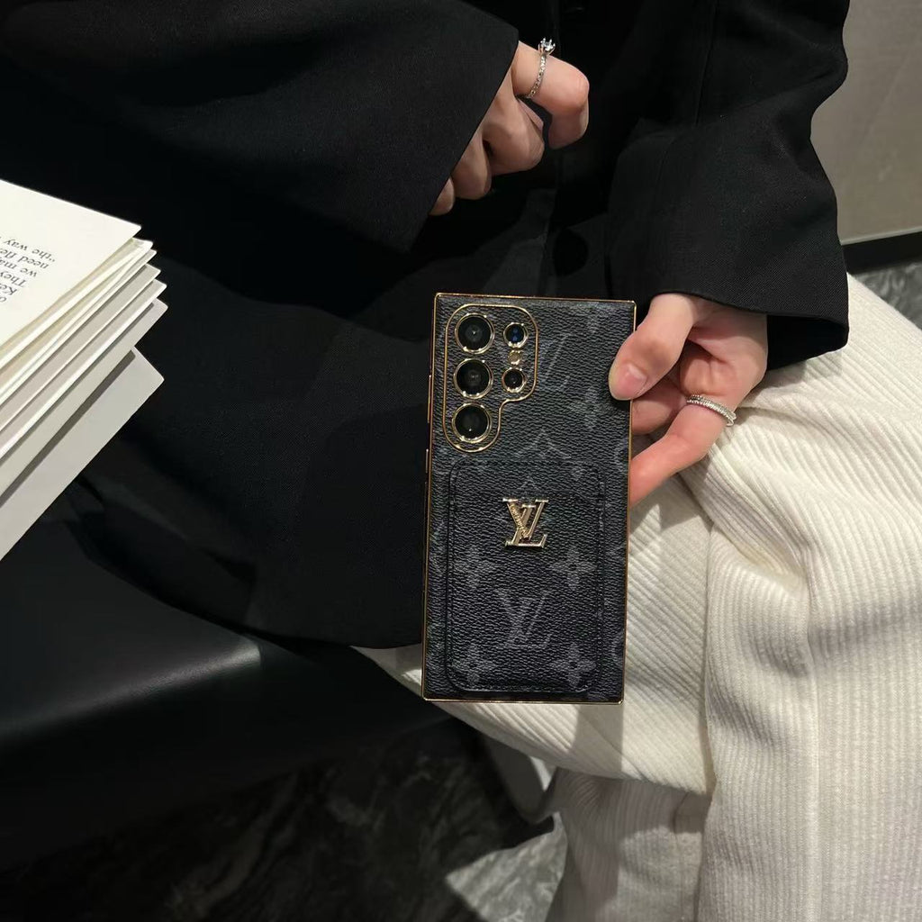 Braune Galaxy-Hülle mit Kartenhalter für Samsung