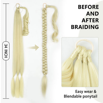 Natural Straight Braided Ponytail Extensions