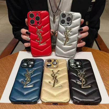 Custodia per telefono con lettera dorata per iPhone