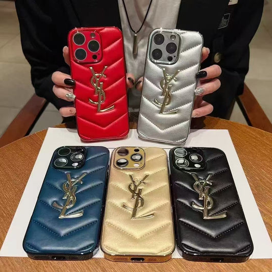 Custodia per telefono con lettera dorata per iPhone