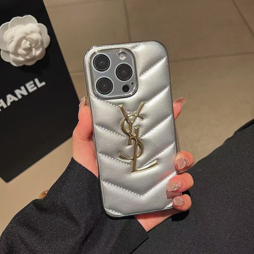 Custodia per telefono con lettera dorata per iPhone