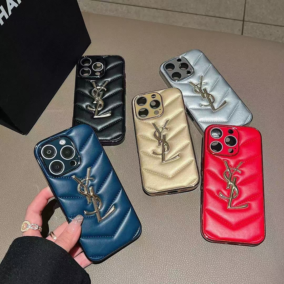 Custodia per telefono con lettera dorata per iPhone