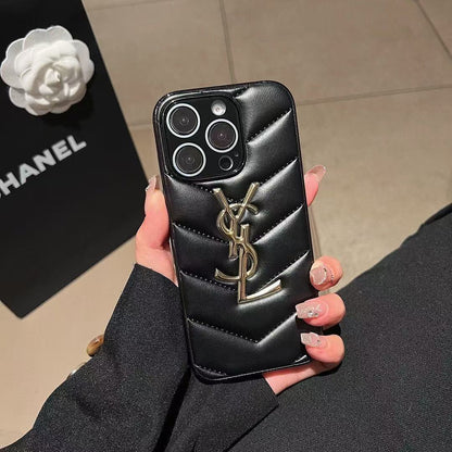 Custodia per telefono con lettera dorata per iPhone