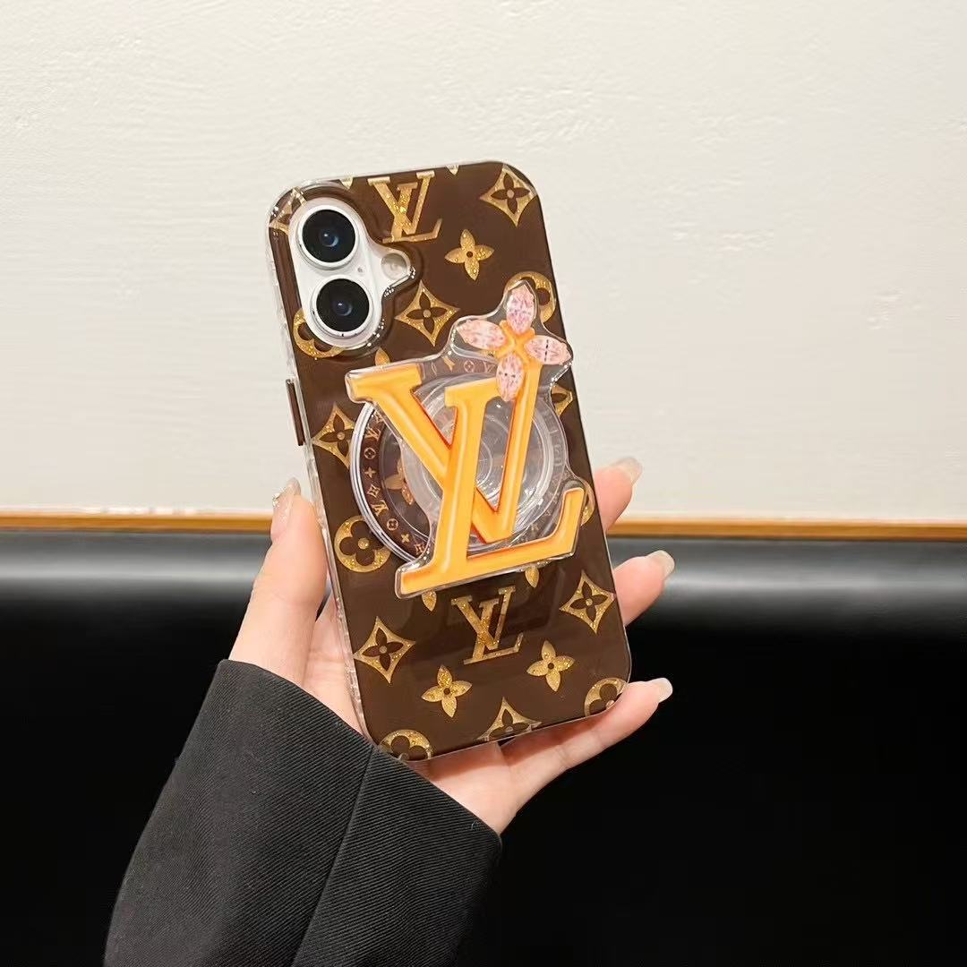Custodia per telefono con supporto magnetico marrone per iPhone