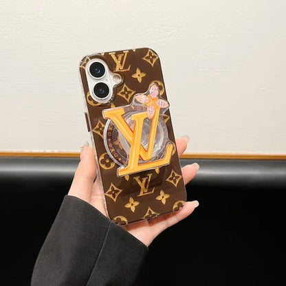 Custodia per telefono con supporto magnetico marrone per iPhone