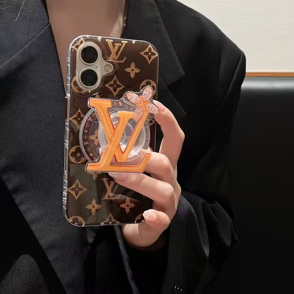 Brown Magnetic Bracket Phone Case For iPhone