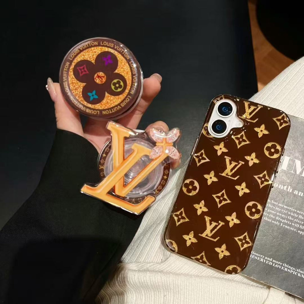 Brown Magnetic Bracket Phone Case For iPhone