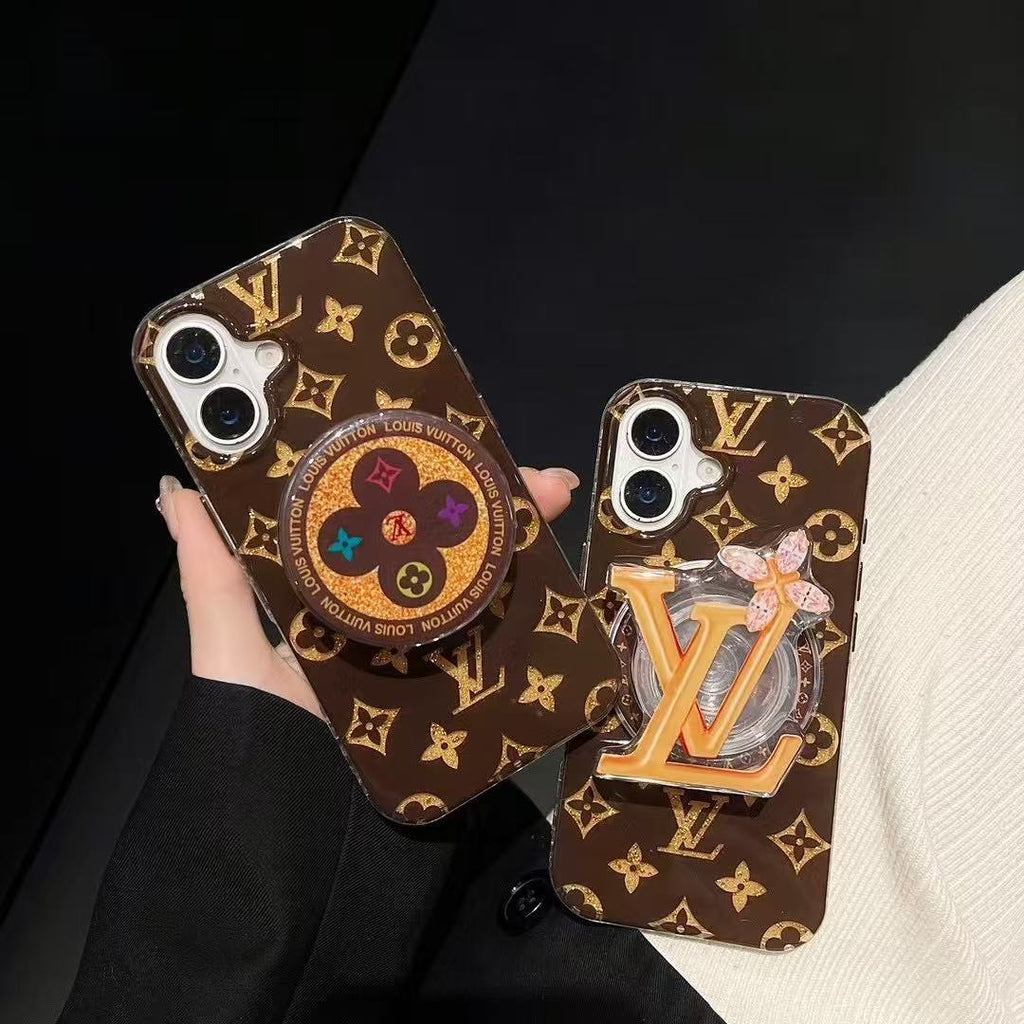 Brown Magnetic Bracket Phone Case For iPhone