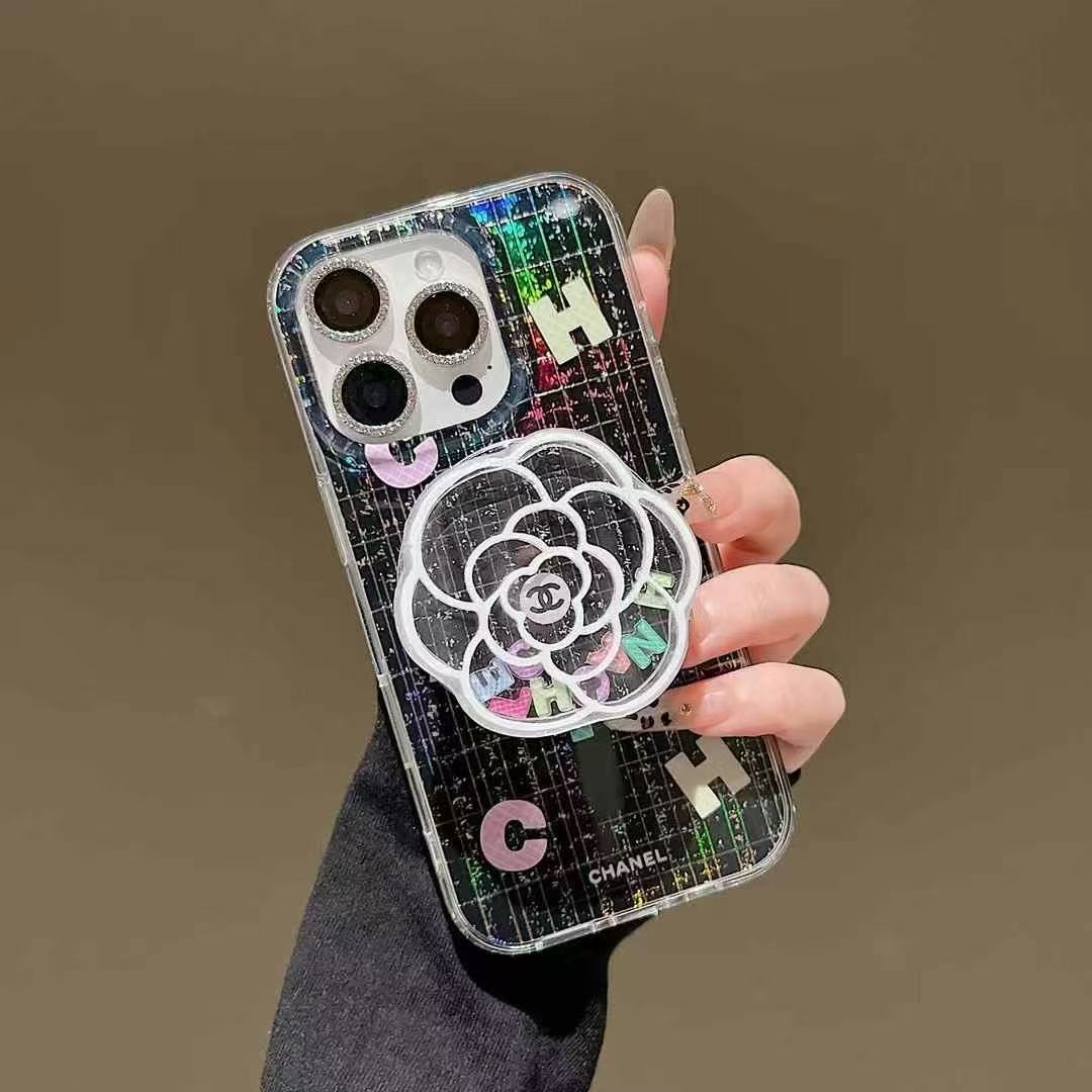 White Flowers Magnetic Bracket Phone Case For iPhone