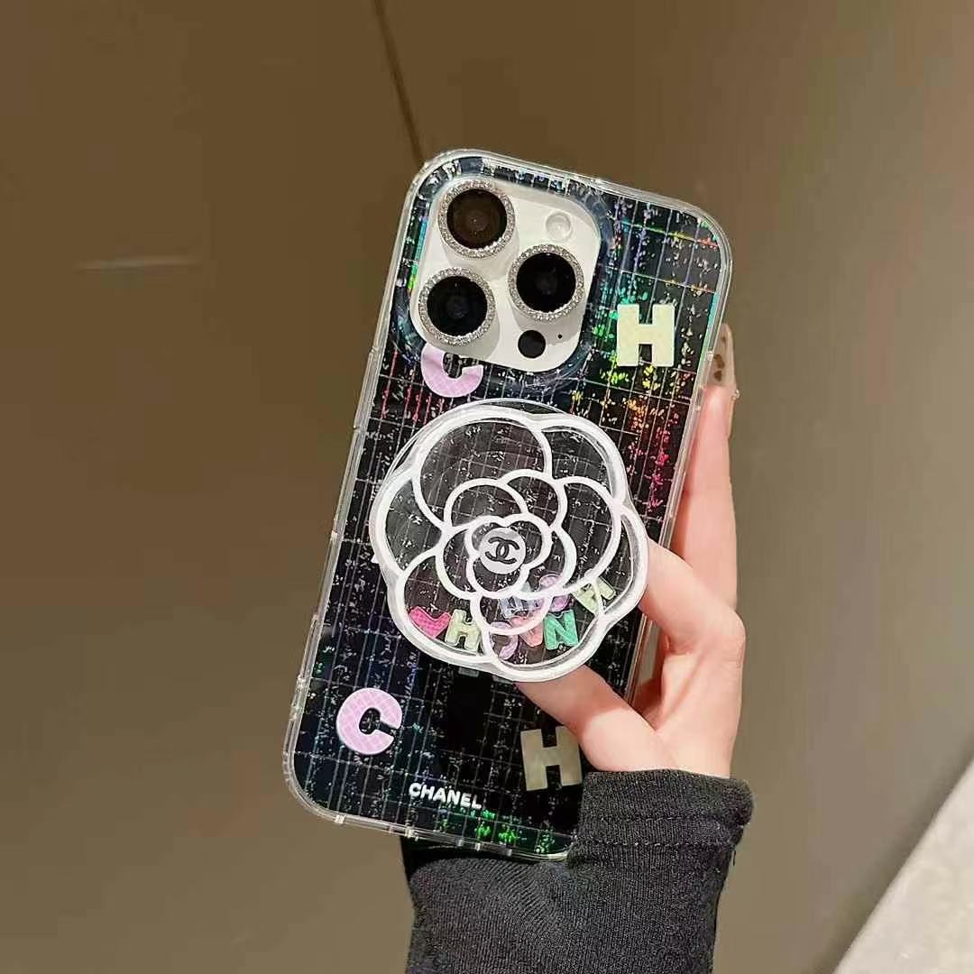 White Flowers Magnetic Bracket Phone Case For iPhone