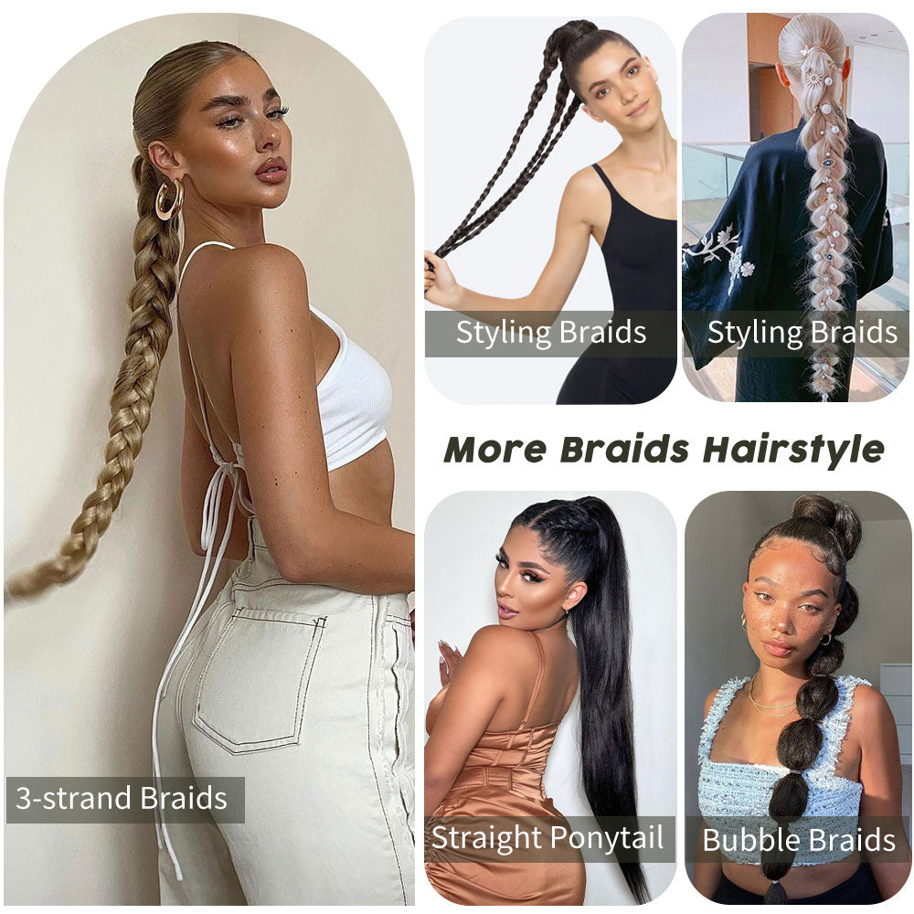 Natural Straight Braided Ponytail Extensions