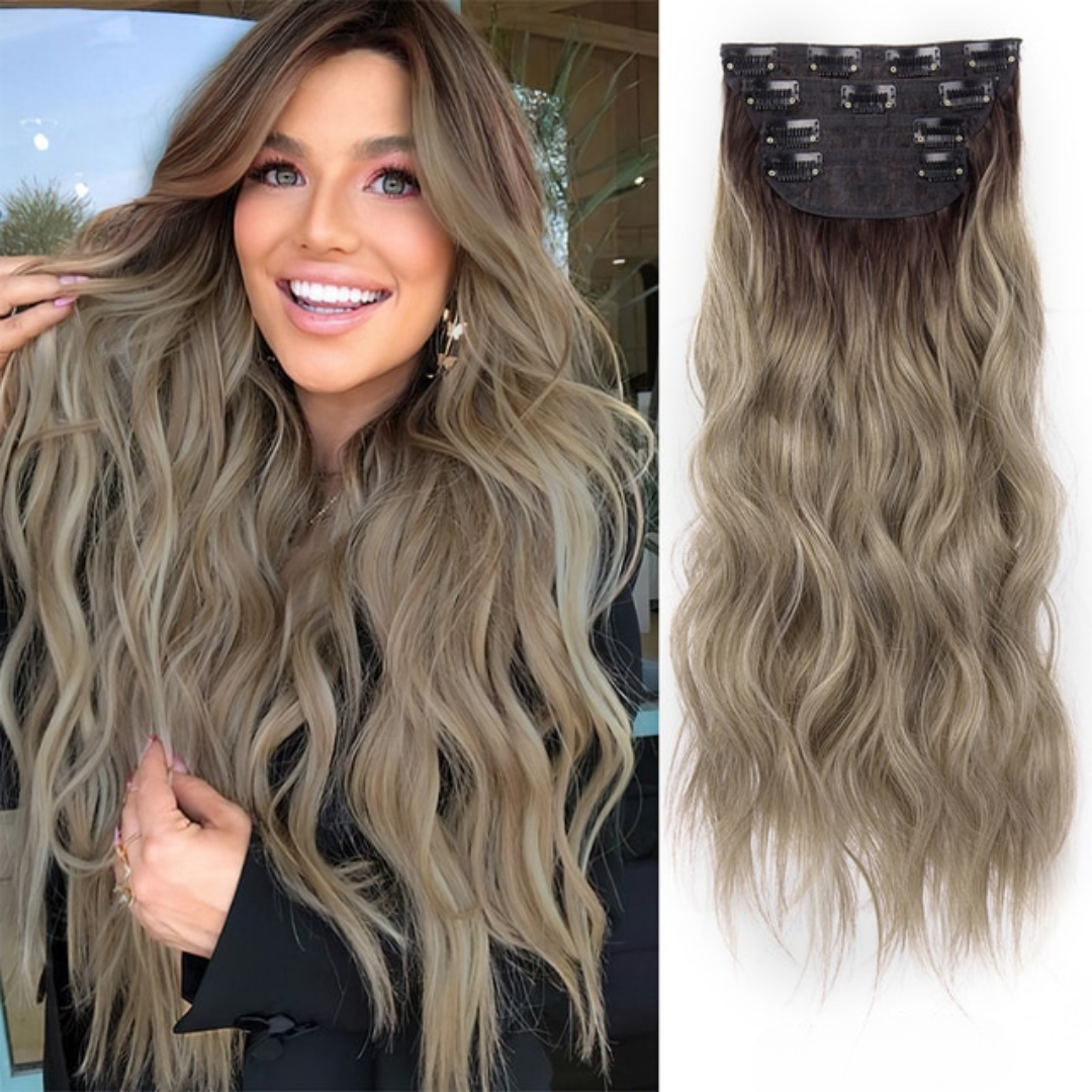 Long Wavy Curly Clip in Hair Extensions (4PCS)