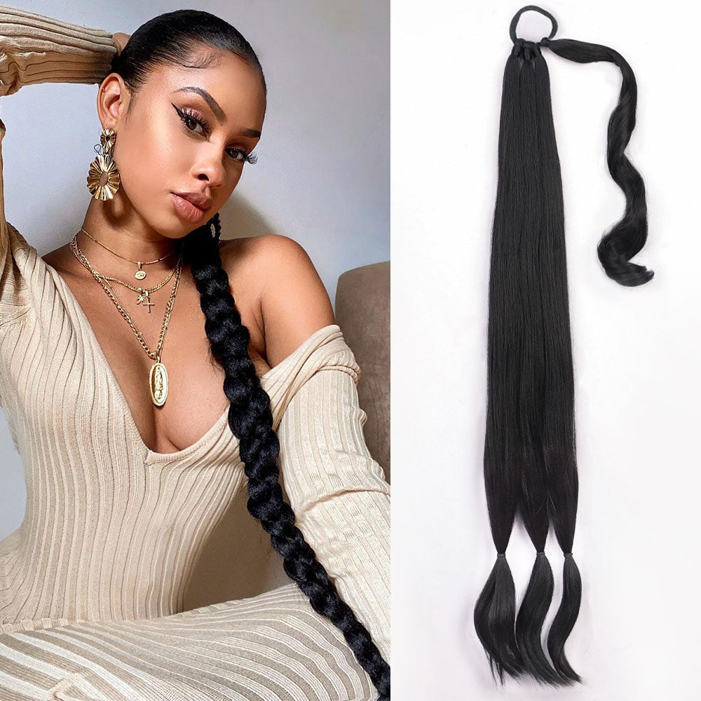 Natural Straight Braided Ponytail Extensions