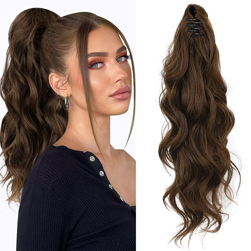 Top Long Wavy Ponytail Claw Clip in Hair Extensions