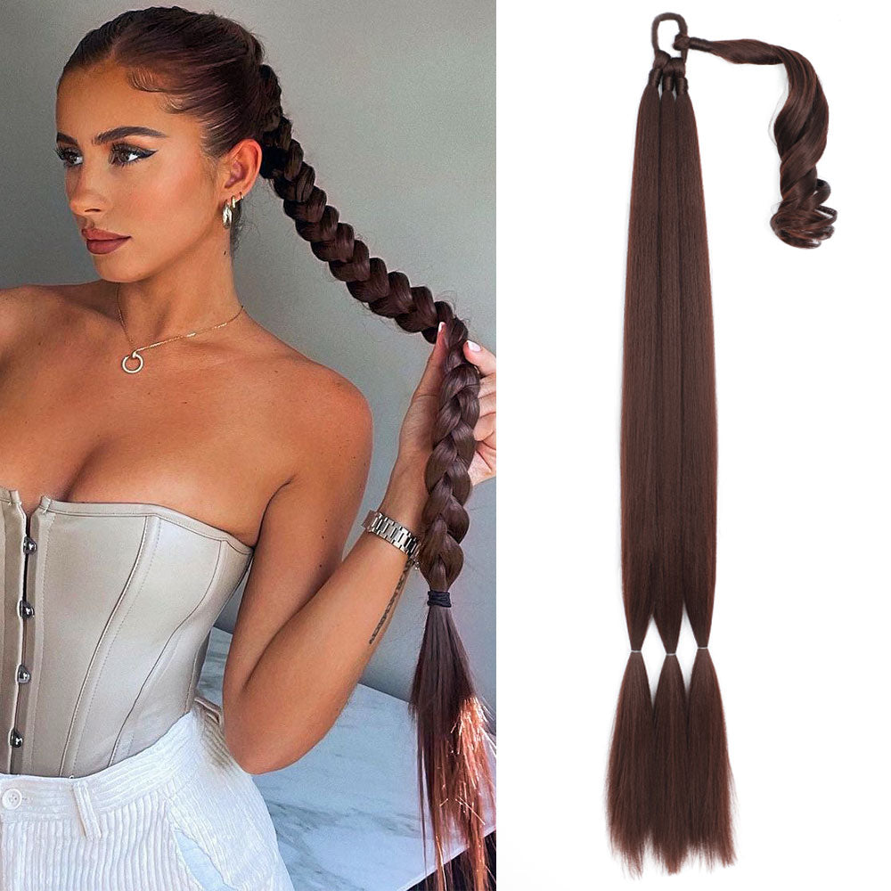 Natural Straight Braided Ponytail Extensions