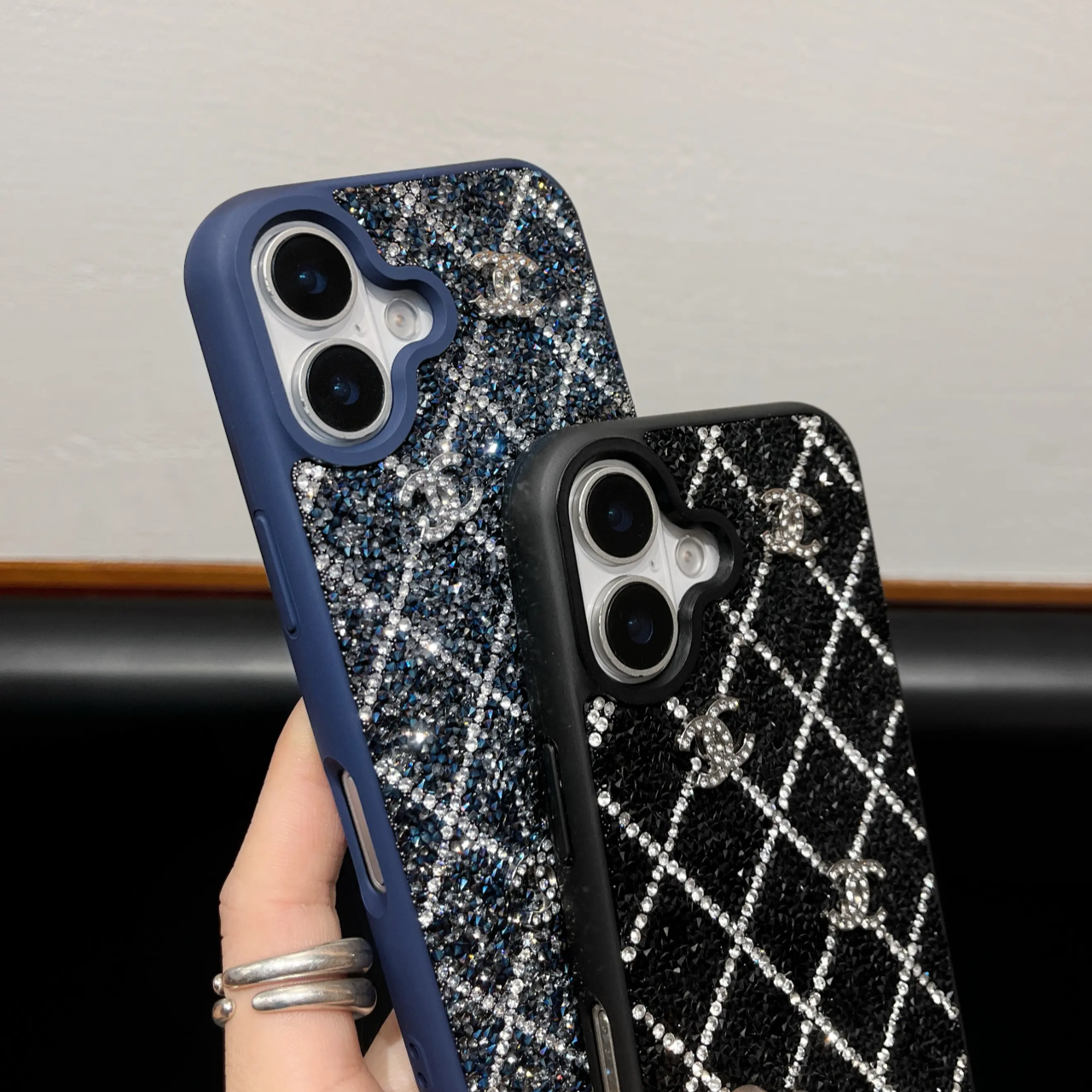 Custodia per telefono con strass e diamanti per iPhone