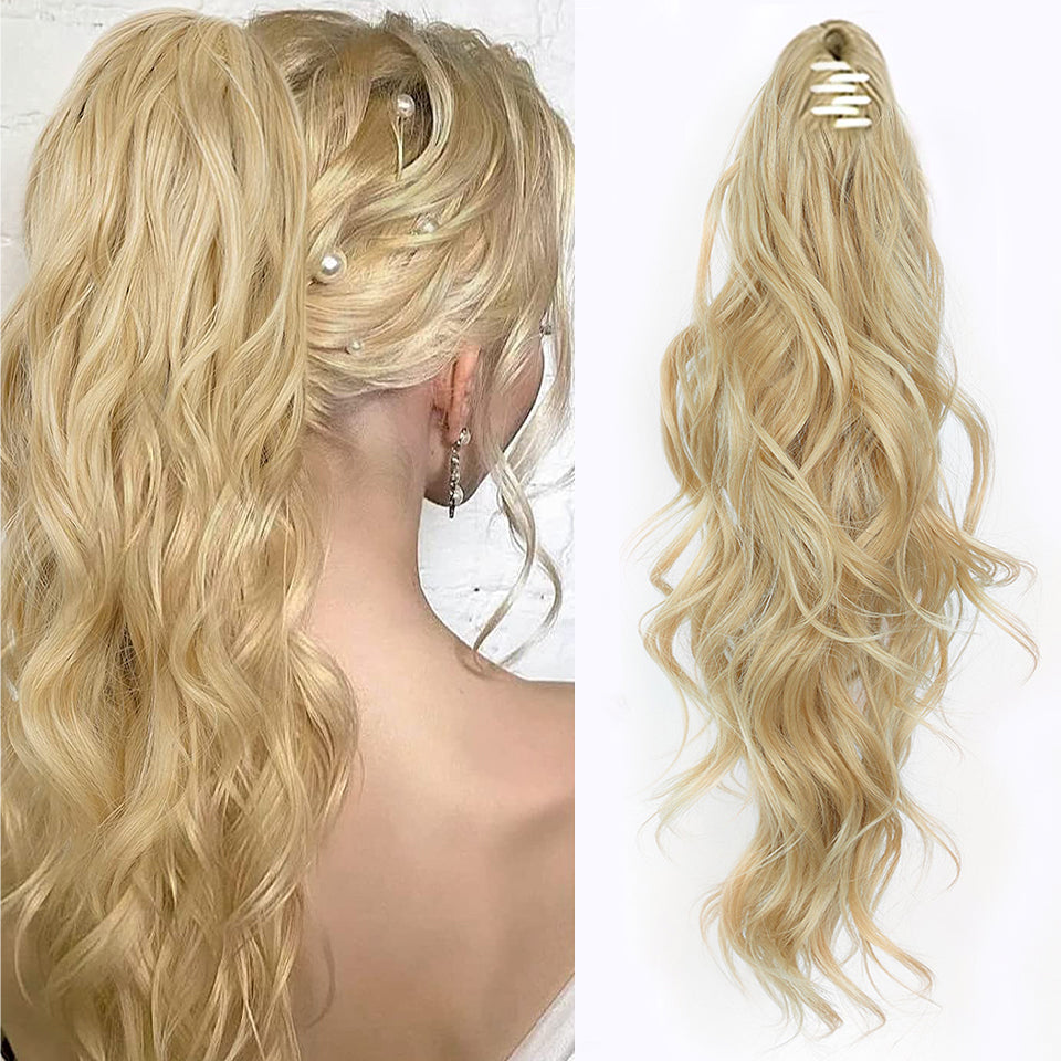 Top Long Wavy Ponytail Claw Clip in Hair Extensions