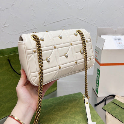 Borsa classica con manico Marmont Pearl