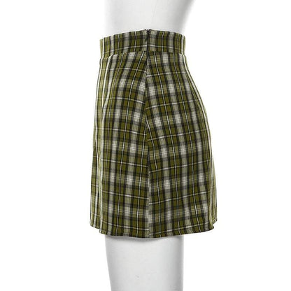 Green Gird Mini Skirt