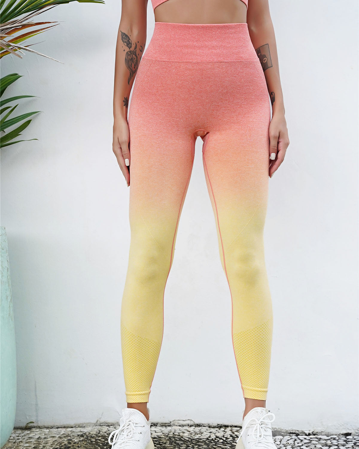 Leggings senza cuciture Gianna - Rosa e giallo
