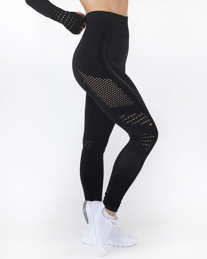 Leggings senza cuciture Gracey Hollow Out - Nero