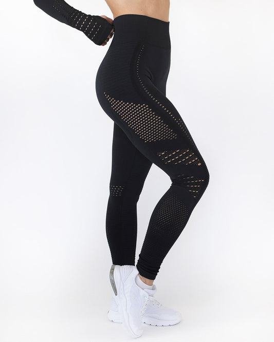 Leggings senza cuciture Gracey Hollow Out - Nero