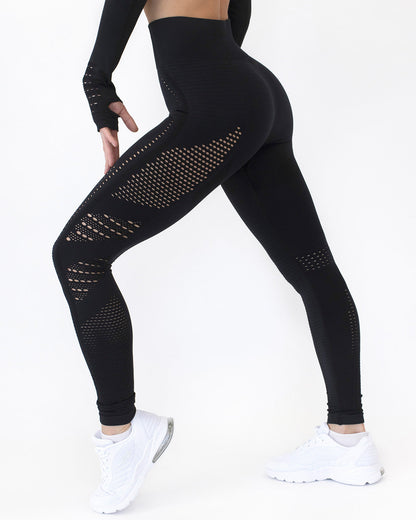 Leggings senza cuciture Gracey Hollow Out - Nero