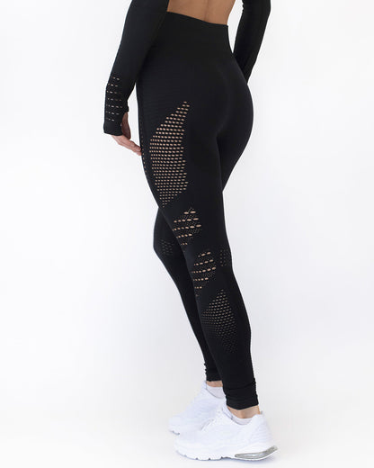 Leggings senza cuciture Gracey Hollow Out - Nero
