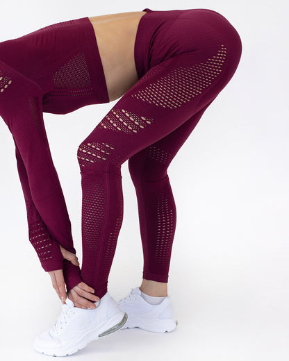 Leggings senza cuciture Gracey Hollow Out - Rosso