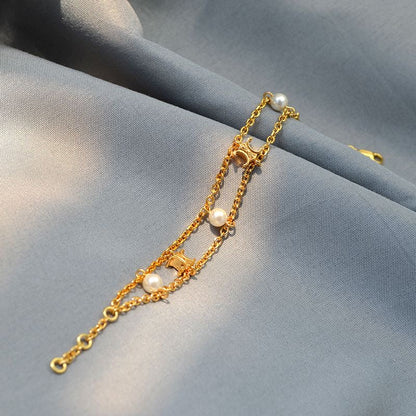 Golden Pearl Chain Bracelet