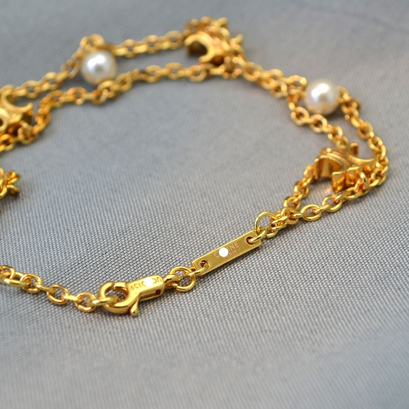 Golden Pearl Chain Bracelet