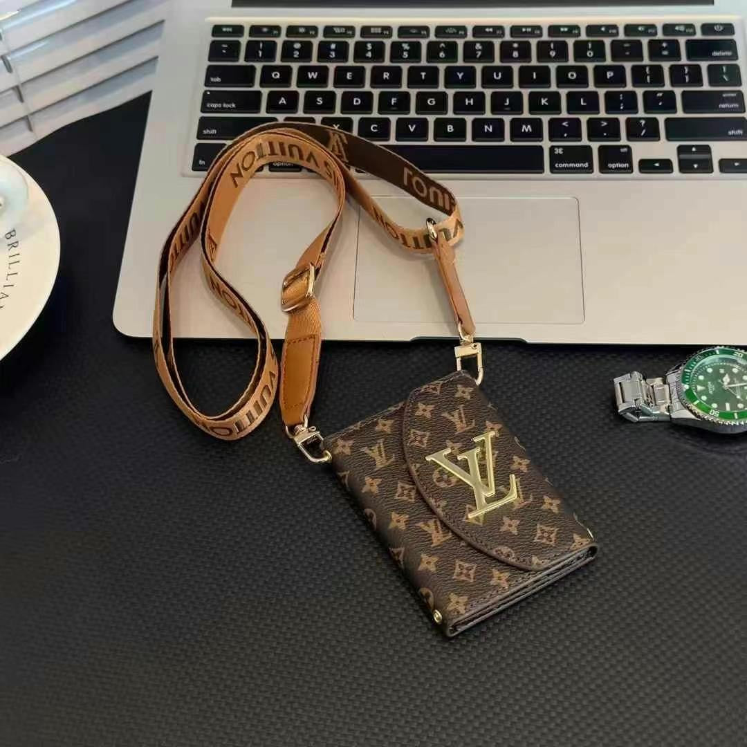 Trendy Leather Embossed Crossbody Card Holder