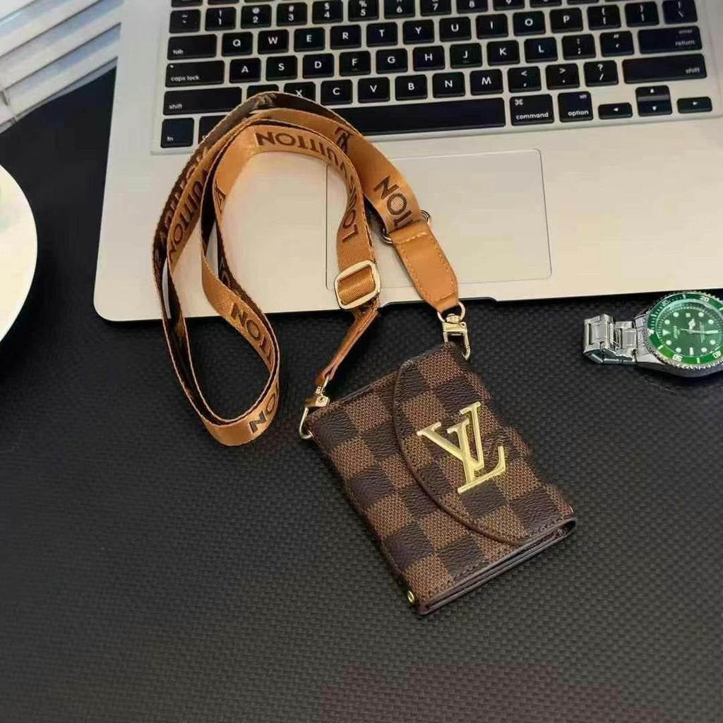 Trendy Leather Embossed Crossbody Card Holder