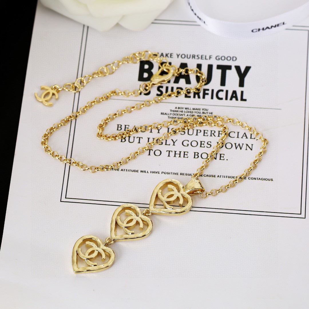 Love Heart Gold Chain Necklace