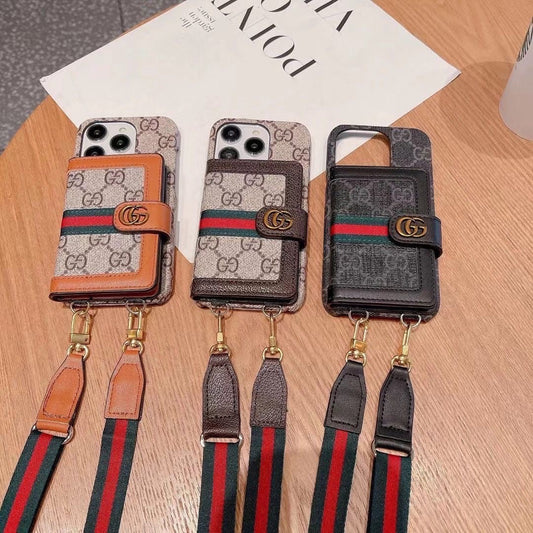 Custodia per telefono con motivo a carte marrone per iPhone