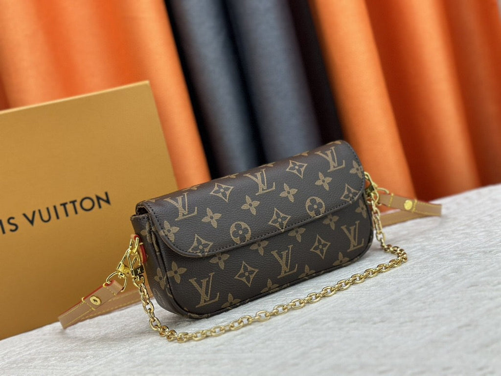 Brown Embossed Chain Bag