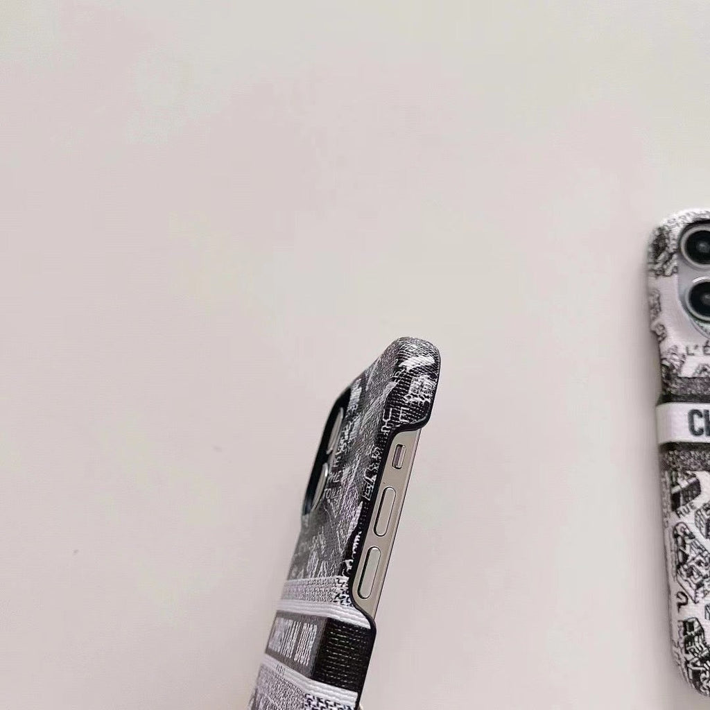 Schwarze Blumen-Handyhülle für iPhone