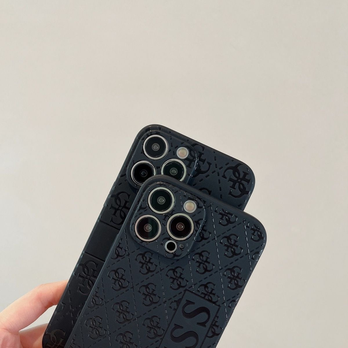 Custodia per telefono con design nero per iPhone