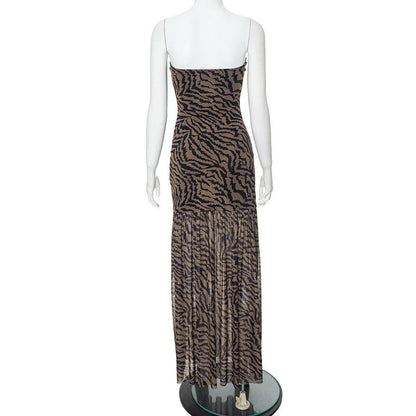 Abito sexy senza maniche con stampa leopardata e tigre