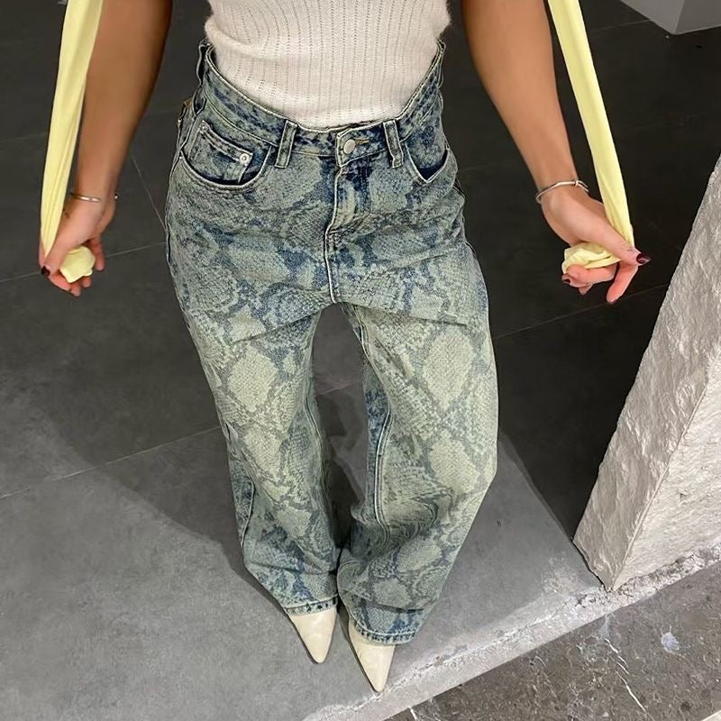 Pantaloni scozzesi vintage blu a gamba dritta