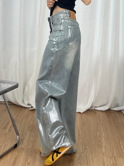 Jeans pantaloni larghi e morbidi da salotto