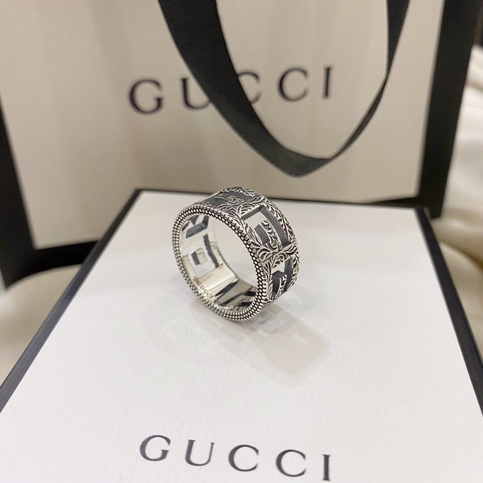Anello largo vintage in argento sterling con scheletro 