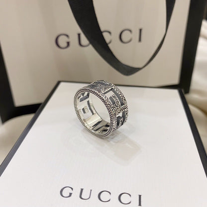 Anello largo vintage in argento sterling con scheletro 