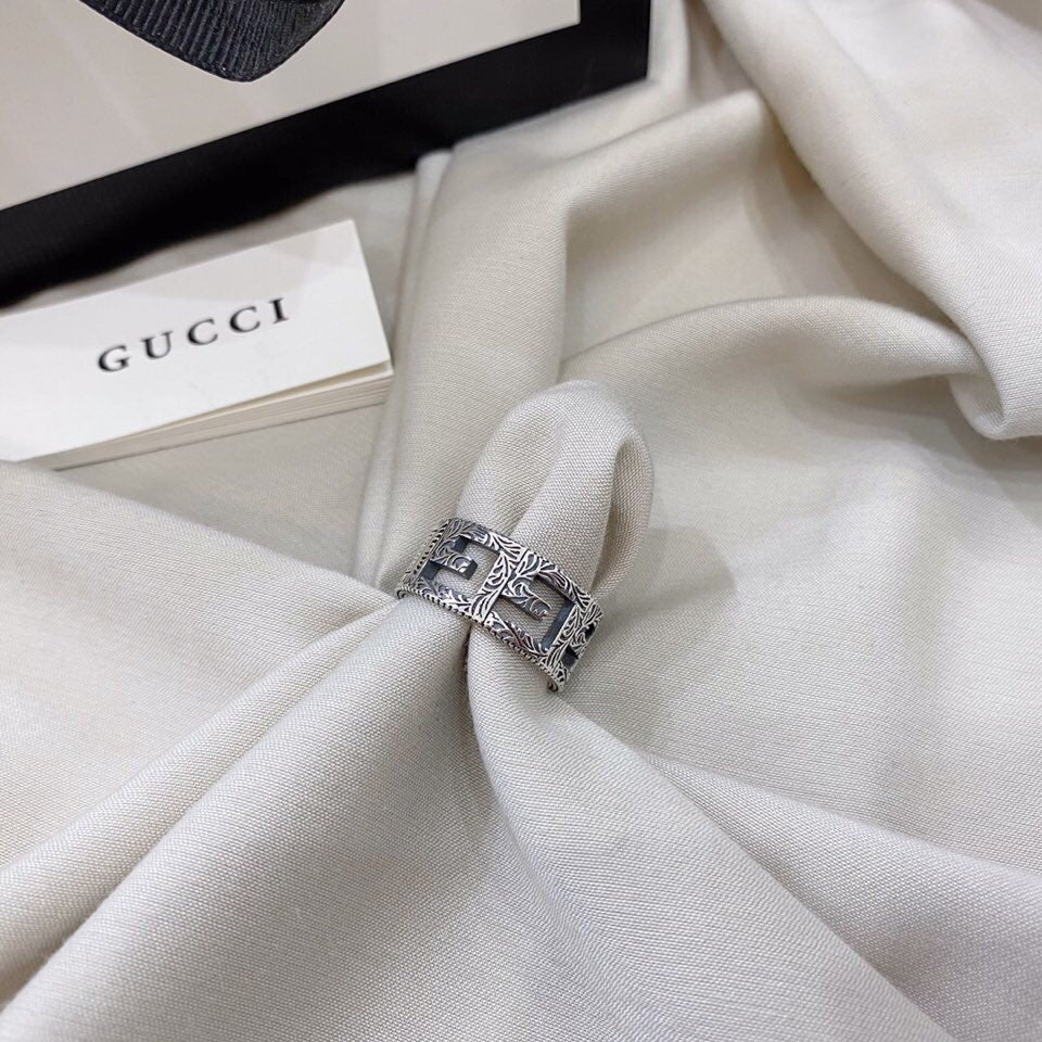Anello largo vintage in argento sterling con scheletro 