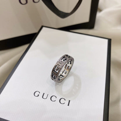 Anello sottile vintage in argento sterling con scheletro 