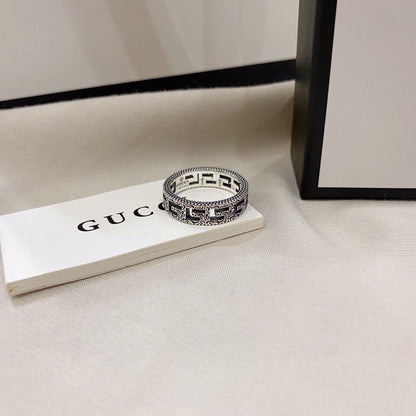 Anello sottile vintage in argento sterling con scheletro 