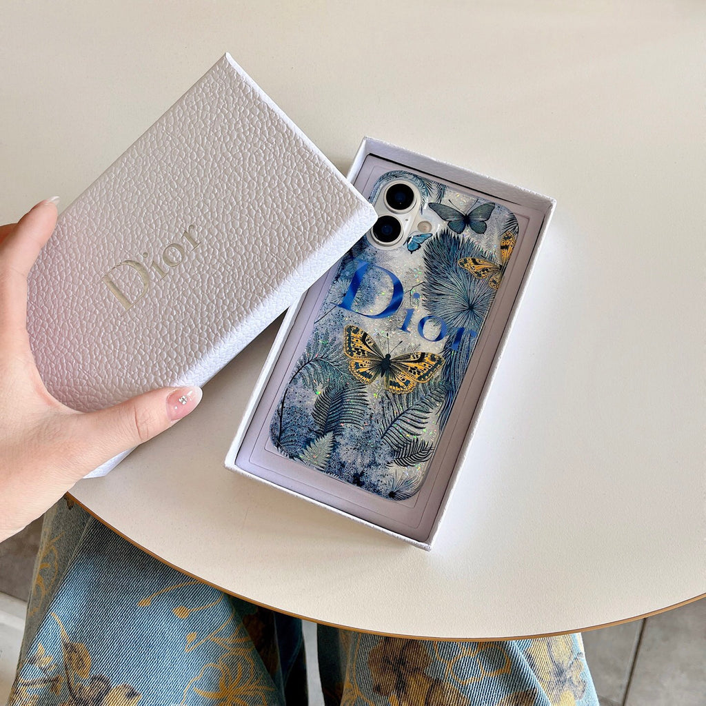 Custodia per telefono a farfalla bianca per iPhone