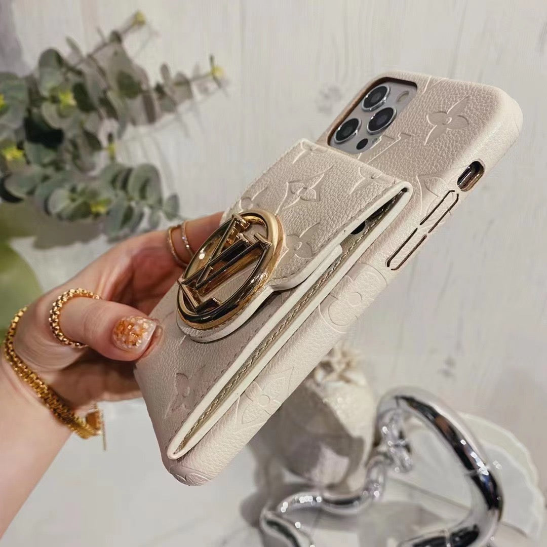 Card Mirror Leather Phone Case For iPhone