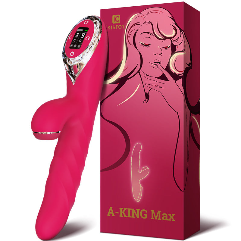 KISTOY A-King Max Dildo vibrante a forma di coniglio che spinge e succhia
